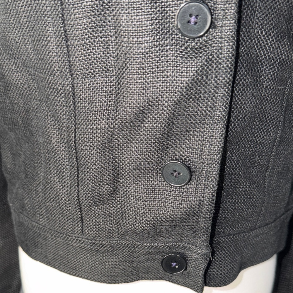 Ralph Lauren Collections Purple Label 100% Linen Black Cropped Button-Front - Picture 4 of 11